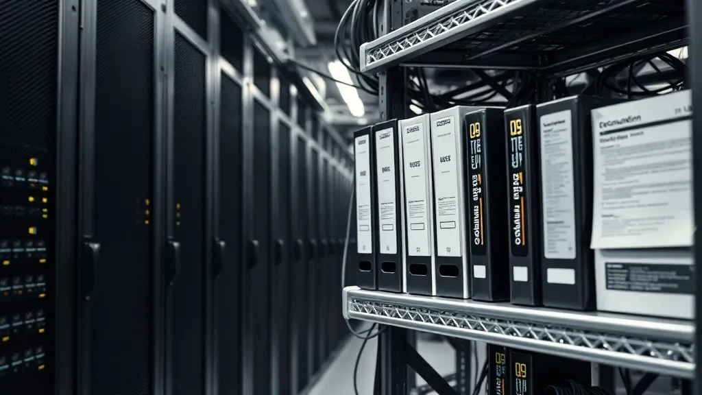 Industrial server room with clean cabling and technical docu